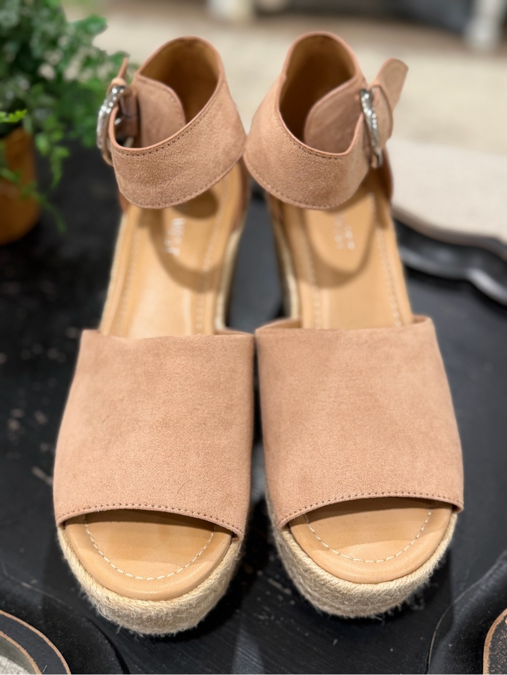 Nine West Tan Suede Espadrille Platform Wedge Sandals with Ankle Buckle - Picture 9 of 11